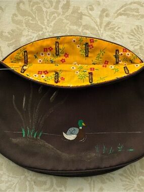 New Bermuda Bag Cover Mallard Duck Hand Painted Delanthe Brown 4 Button Vintage